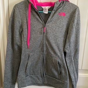 Pink/grey North Face zippered jacket - size XS/TP